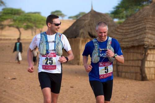 Running through a village in Africa